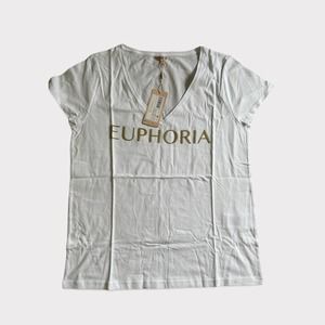 Esqualo Women's V-Neck Euphoria White Gold Tee M NWT